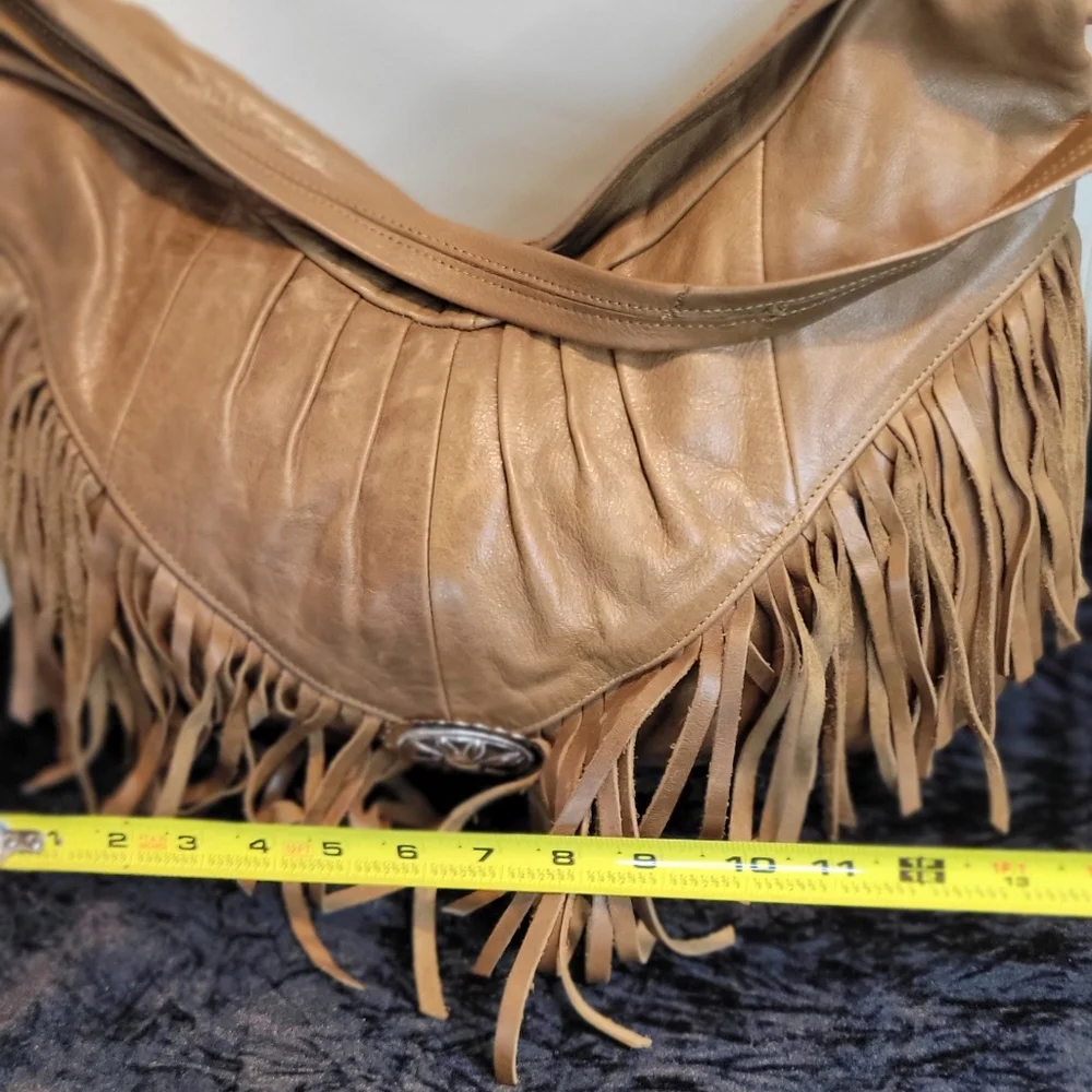 Fringe Leather Silver Detail Large Purse Boho Western Bag - Picture 16 of 16